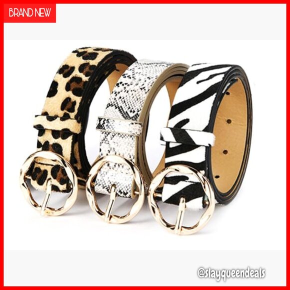 Vintage Leopard Leather Belt Set with Alloy Buckle for Waist 40-42 Inches main image 5